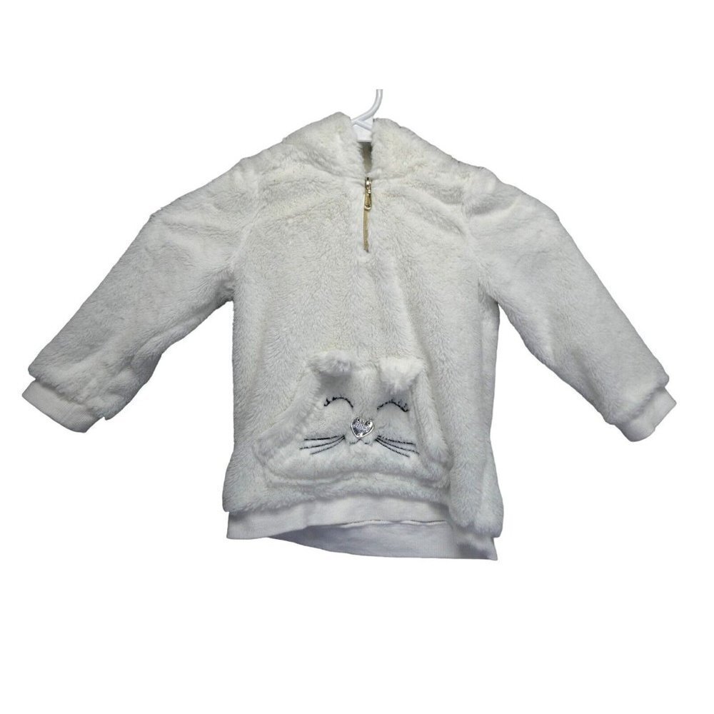 Juicy Couture Girl Toddler Hoodie Size 4t White Faux Fur Kitty Cat